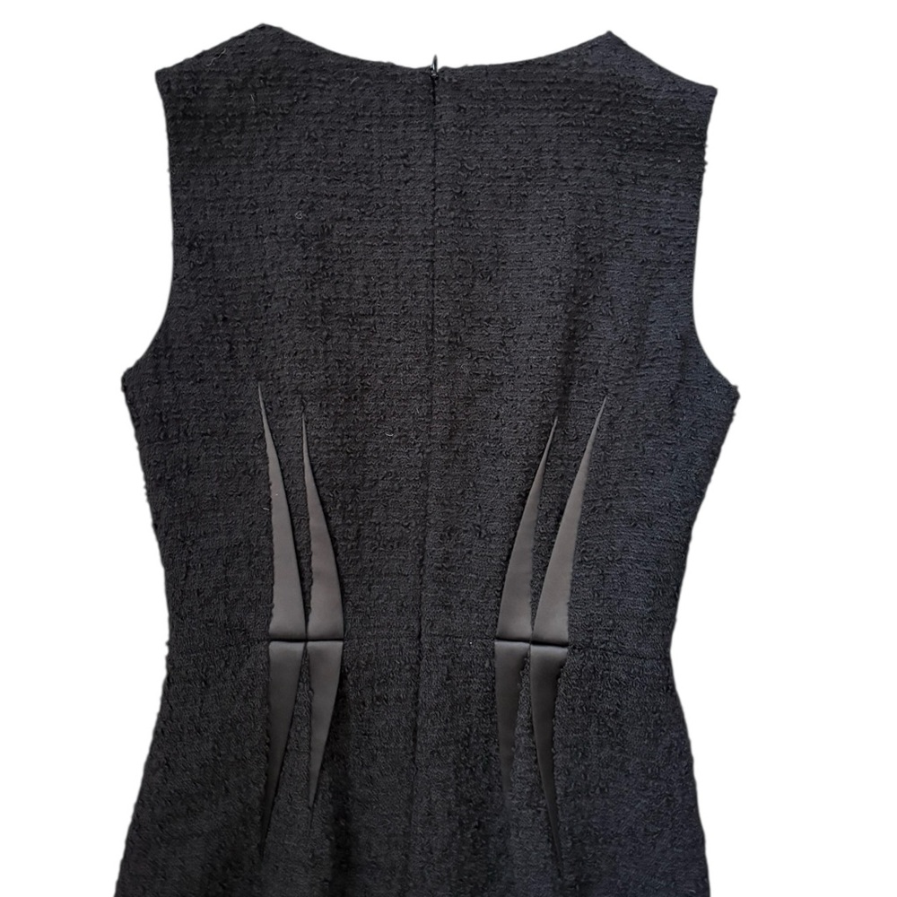 Armani Collezioni Wool Blend Tweed Black Sleeveless Sheath Midi Dress Size 2 - Picture 6 of 15